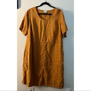 J Jill mustard yellow linen dress